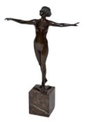 Charles Dumont (French, fl. early 20th century), a bronze figure of a nude female dancer, the