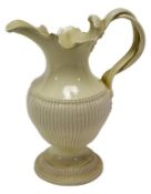 A Wedgwood Queen’s Ware silver-shaped ewer, of reeded baluster form, the entwined strap handled