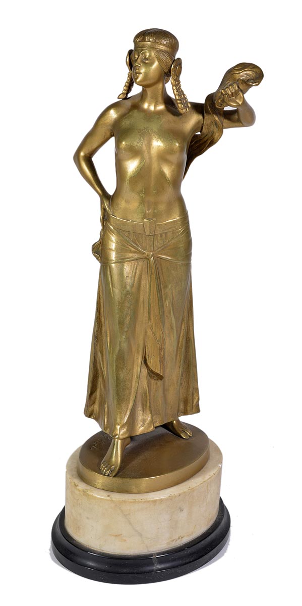 Victor Heinrich Seifert (German, 1870-1953), a gilt bronze figure of an Odeonesque dancer, standing