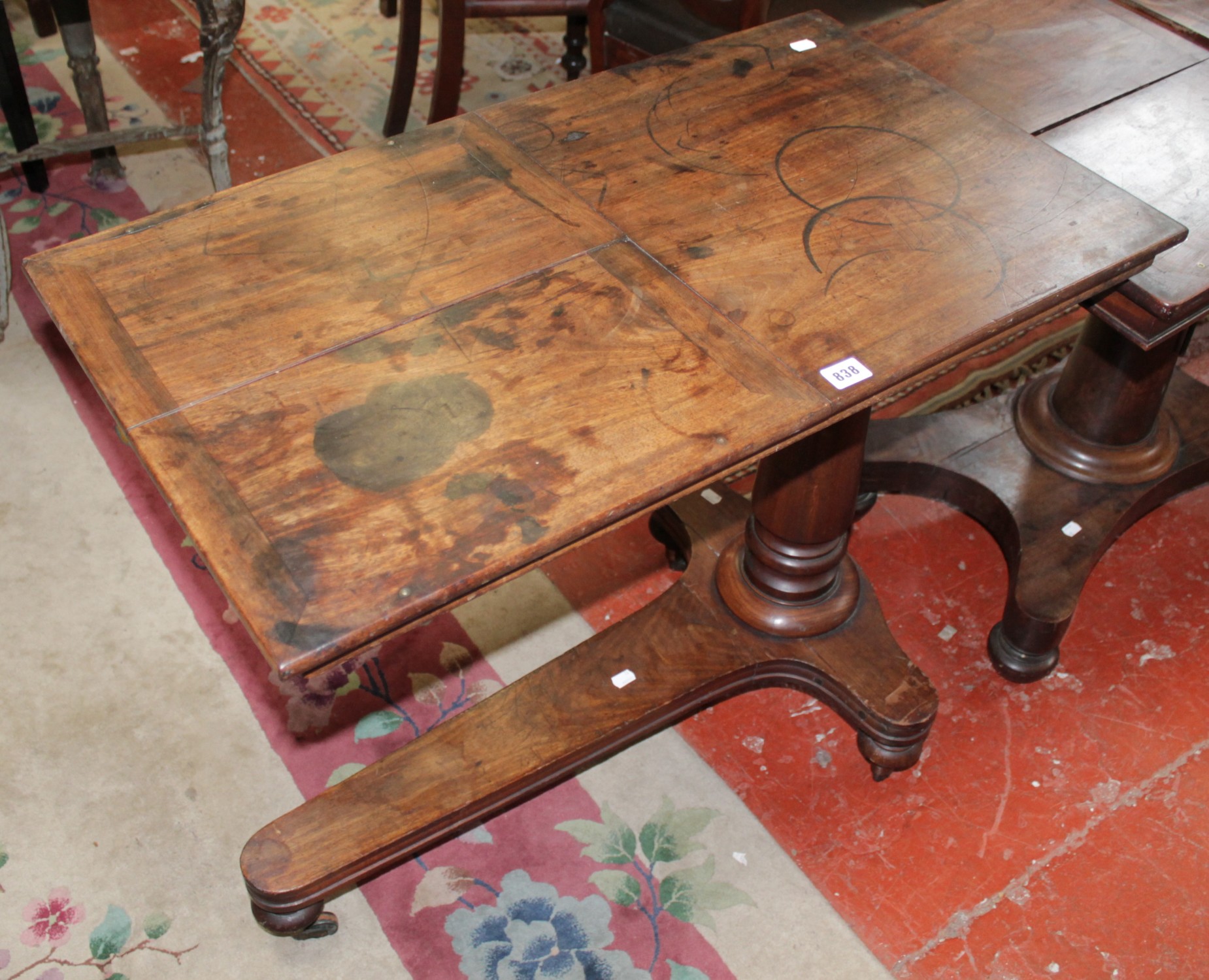 A Victorian mahogany adjustable reading table and another (2)