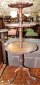 A George III style mahogany three-tier dumb waiter on tripod base