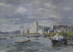 Norman Janes (1892-1980) `The Thames, Kings Reach` Watercolour Signed lower right Titled verso