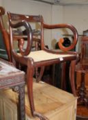 A Regency mahogany open armchair.