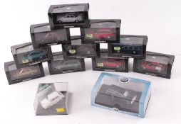 Twelve 1/43 scale diecast models, comprising a Minichamps No.430 033007, Mercedes-Benz 220S, silver;