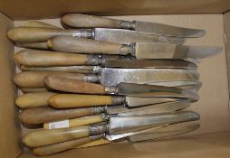A selection of Continental bone handled steel bladed knives
