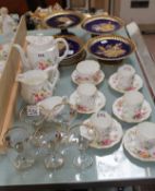 A Royal Crown Derby `Derby Posies` pattern part coffee set, a Copeland Spode cobalt and gilt