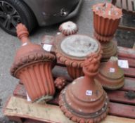 A mixed lot of three Victorian terracotta urns (a/f)