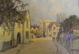 Godwin Bennett (1888-1960) Street Scene, Sherborne Oil on canvas Signed lower right 29cm x 39cm