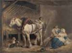 William Ward (1766-1826) The Country Stable, Colour mezzotint with some hand-colouring After