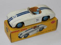 A Dinky No.133, Cunningham C-5R Road Racer, white with blue stripes, racing number `31`, mid-blue