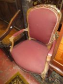 A 19th century French fauteuil with traces of gesso.