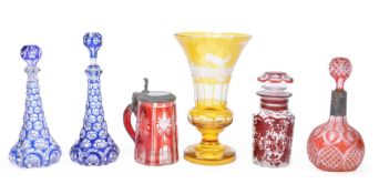 A selection of Bohemian glass, various dates, second half 19th century, variously flashed in