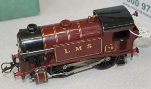 O gauge - A Hornby No.E120 Special, L.M.S. 0-4-0 tank locomotive, 70, 20v electric motor, lined