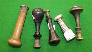 19th century Austro-Hungarian hallmarked silver wax seal together with four 19th century wax seals