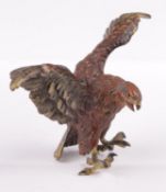 A cold painted bronze eagle; approximately 7cm high x 13cm wide