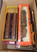 OO gauge - Eleven assorted L.M.S. / M.R. coaches and luggage vans by Mainline, Dapol and Hornby,