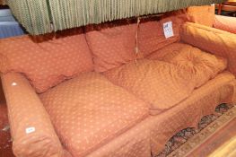 A late Victorian upholstered three seat sofa & armchair en-suite