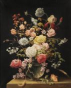 ** Clara (20th century) Still life of flowers in a glass vase Oil on canvas Signed and dated 1955