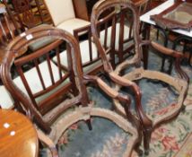 A pair of stained hardwood chair frames, circa 1825, for re-upholstery