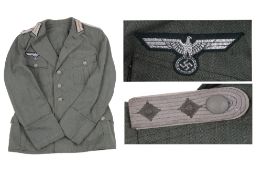 A Second World War German Heer Service Tunic (Private Purchase), slanted four-pocket construction