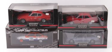 Four 1/18 scale diecast model cars, comprising Sun Star No.4451, Ford Escort RS1800, Lombard R.A.