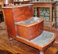 A set of Victorian mahogany commode/library steps, circa 1880, two tooled leather inset steps