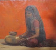 E. G. Macmillan Indian girl with a gourd Oil on canvas Signed lower left 72cm x 83cm