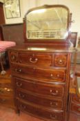 An Edwardian mahogany dressing table and tall chest with dressing mirror en-suite