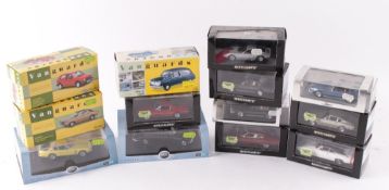 Thirteen 1/43 scale diecast or resin models, comprising a Spark No.S0578, Aston Martin Vantage