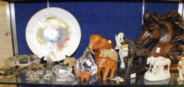 A mixed lot of decorative plates including a David Shepherd example, various horse and elephant