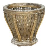 A giltwood and cane work waste bin, circa 1920 (used as jardinière)