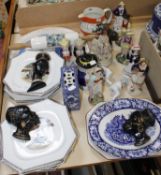 A mixed quantity of ceramics to including a pair of early 19th century pearlware figures of fruit