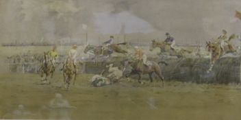 Snaffles (Charles Johnson Payne) `The Grand National - The Canal Turn` Polychrome print Pencil