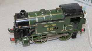 O gauge - A Hornby No.1 Special, S.R. 0-4-0 tank locomotive, 516, clockwork motor, lined green
