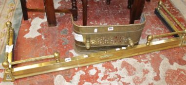 A 19th century brass fender 134cm length and another