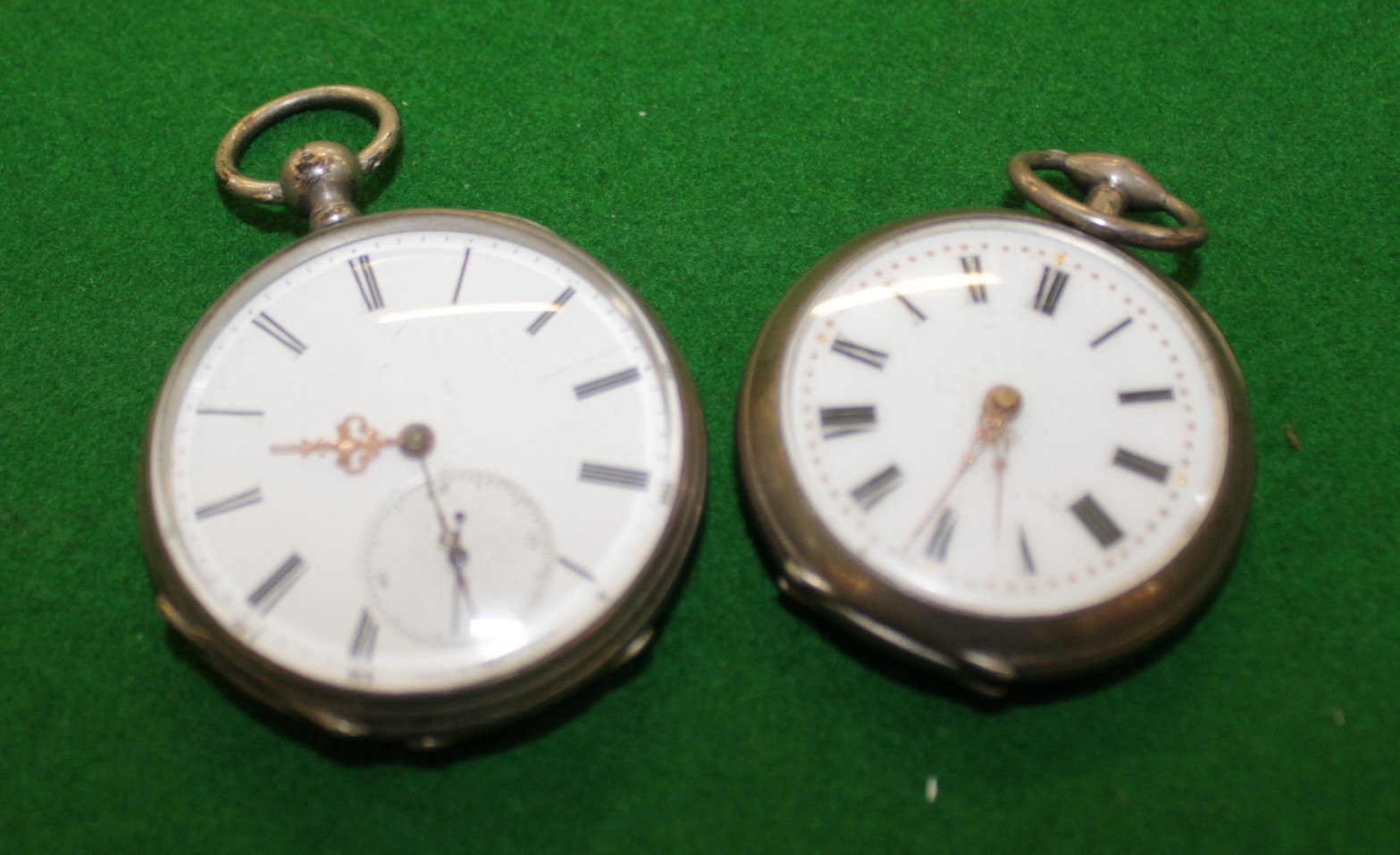 19th century French silver pocket watch with enamel Roman numeral dial, the case engraved with