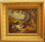 Manner of George Armfield (c.1808-1893) Terriers before a startled fox and dead pheasant Oil on