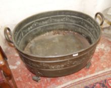 A copper coal/peat bucket 73cm width