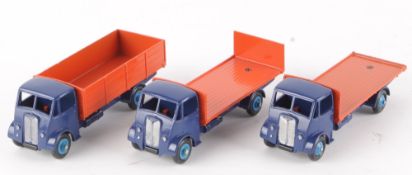 A Dinky No.511, Guy 4-Ton Lorry, first type cab, restored in dark blue with an orange rear and mid-