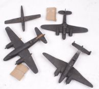 The Battle of Britain - A Collection of Four Model Aircraft, wooden construction in a black paint