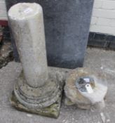 A sundial on stone Corinthian column 103cm high