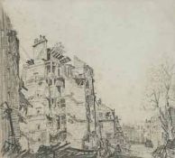 Attributed to Sir Henry George Rushbury (1889-1968) London street demolition, Pencil on paper 250