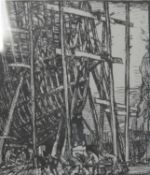 Sir Frank Brangwyn (1867-1956) Boat Building Shed Lithograph Signed in pencil lower right 32 x