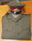 A 1990`s Russian Army Tunic and Peaked Cap, together with a mixed collection of militaria, including