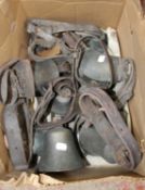 A quantity of various cow bells