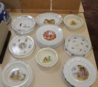 A group of six Staffordshire plates decorated in the chinoiserie taste, together with a further