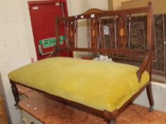 An Edwardian mahogany and marquetry low seat, early 20th century