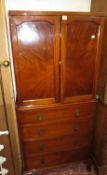 A George III style mahogany cabinet on chest 173cm high, 84cm wide