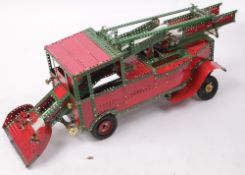 Meccano - A constructed model of a Mechanical Snow Loader, fitted with an electric motor, 102cm