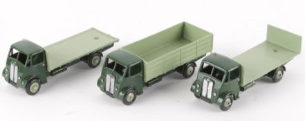 A Dinky No.511, Guy 4-Ton Lorry, first type cab, restored in dark green with a pale green rear and